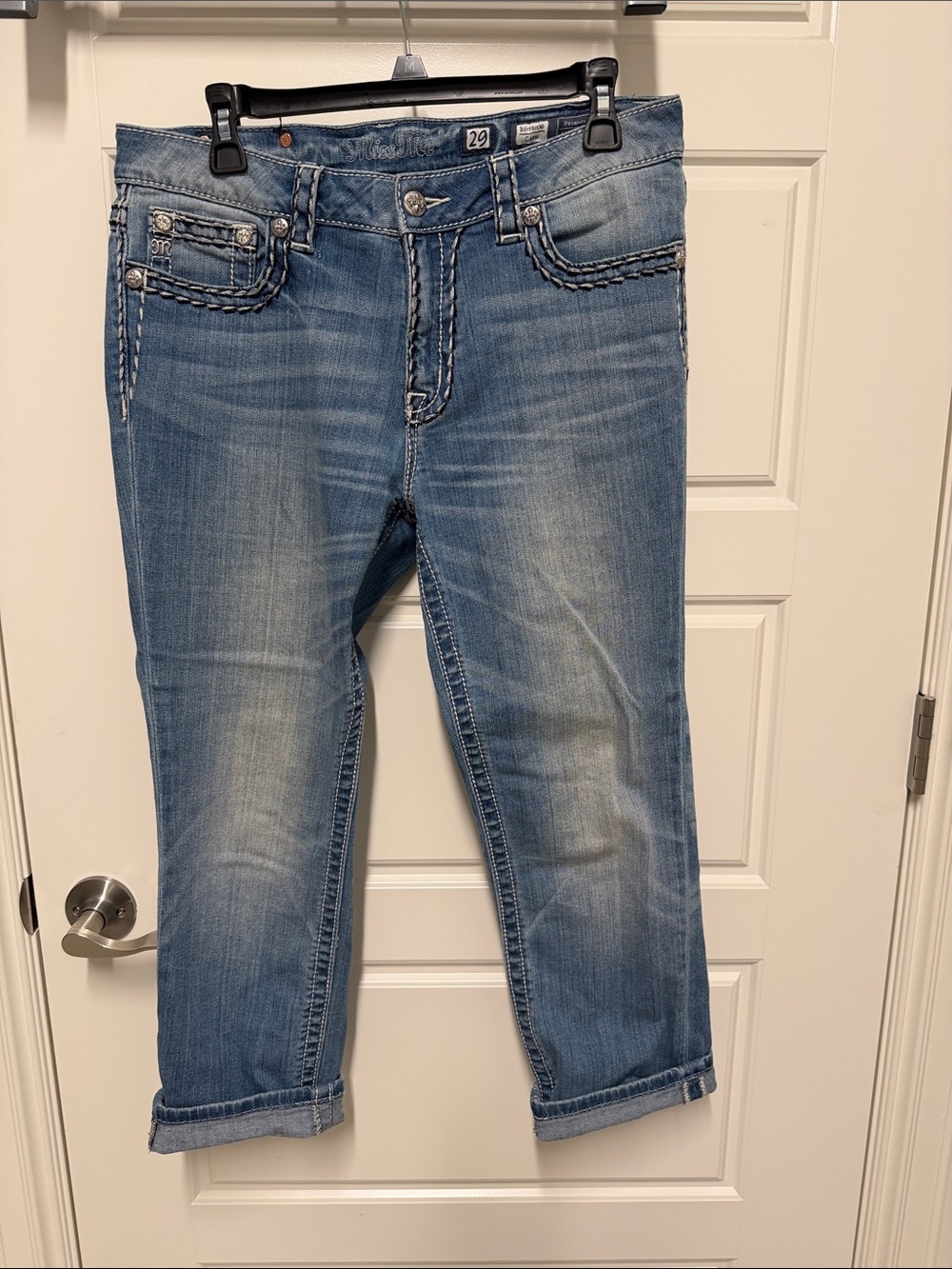 Miss Me Light Blue Cropped Straight-Leg Jeans
